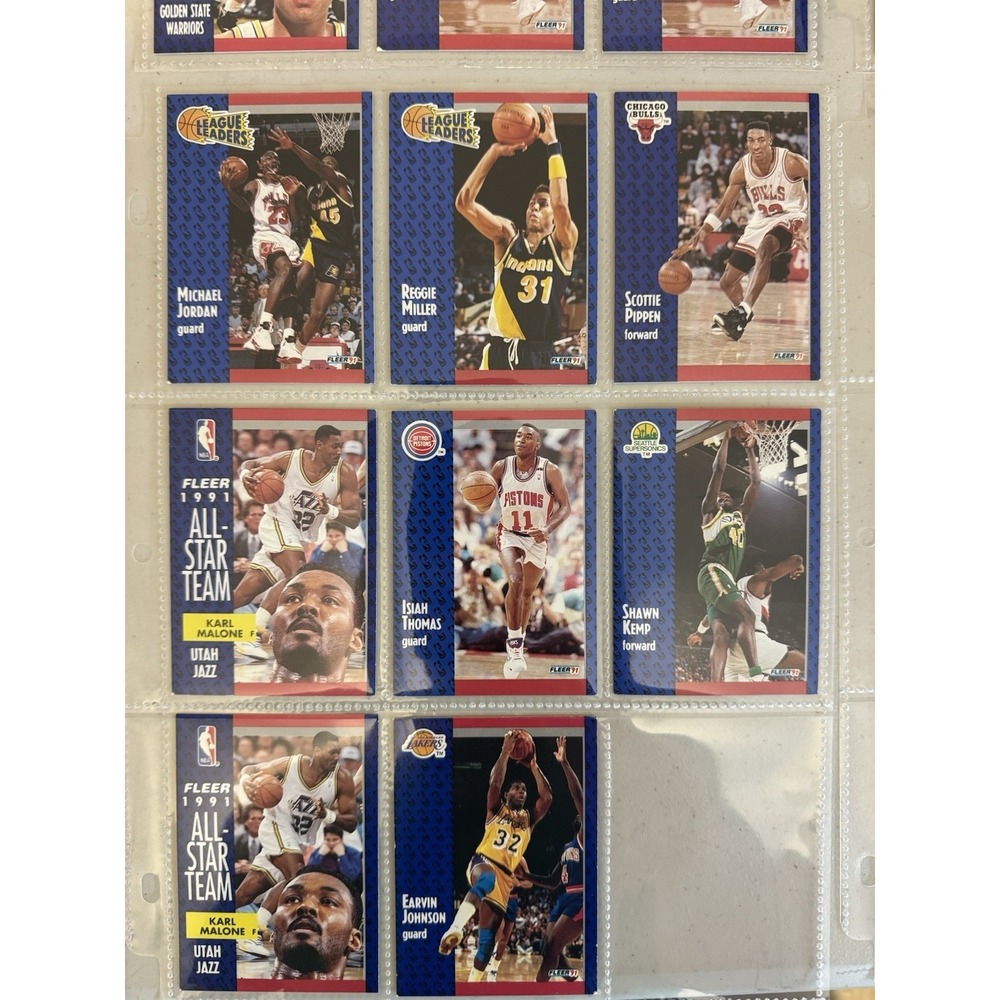 1990's Basketball Cards Lot Of 101 Cards - Pippen, Jordan, Magic, Miller, Malone - Picture 4 of 4